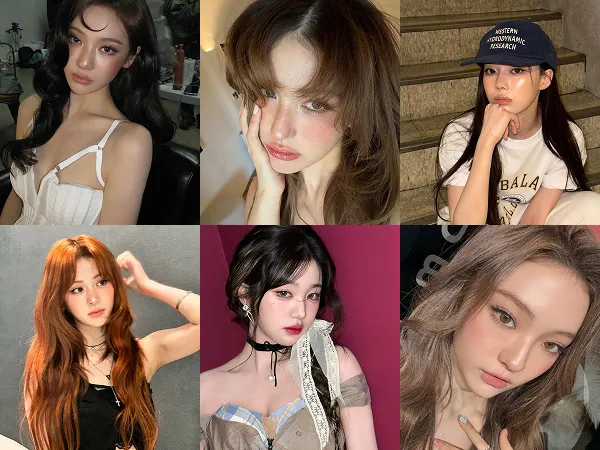 Collage of six photos showcasing Korean makeup trends and K-beauty looks for 2025