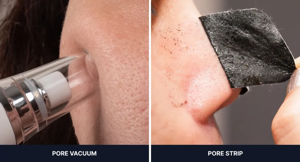 Blackhead removal methods: pore strip and pore vacuum