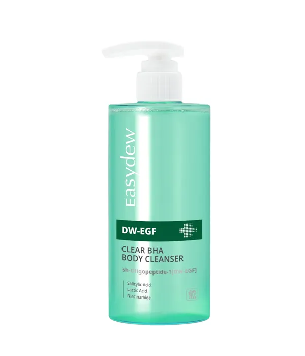Easydew BHA body wash for acne-prone skin, green bottle, white pump