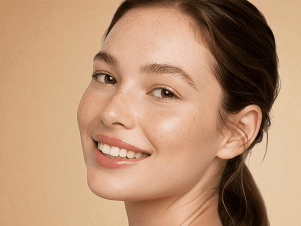 Western female model with clear skin