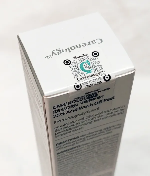 Sealed Carenology Reborn 35% Acid Wash Off Peel with QR Code to show authenticity