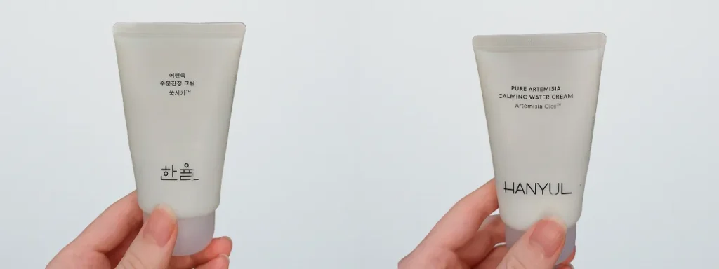 Front and back view of the Hanyul Pure Artemisia Calming Water Cream