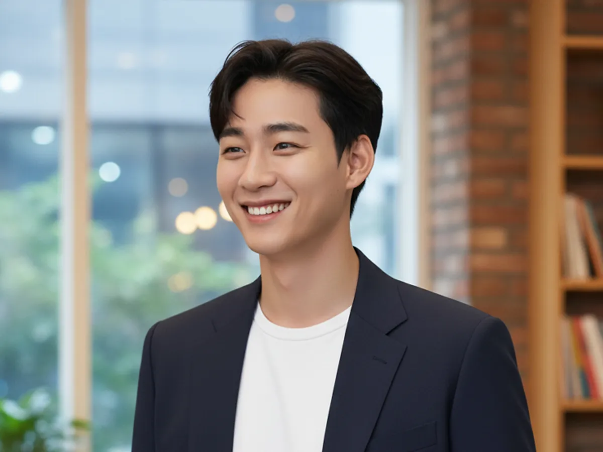 Korean male with gail perm hairstyle