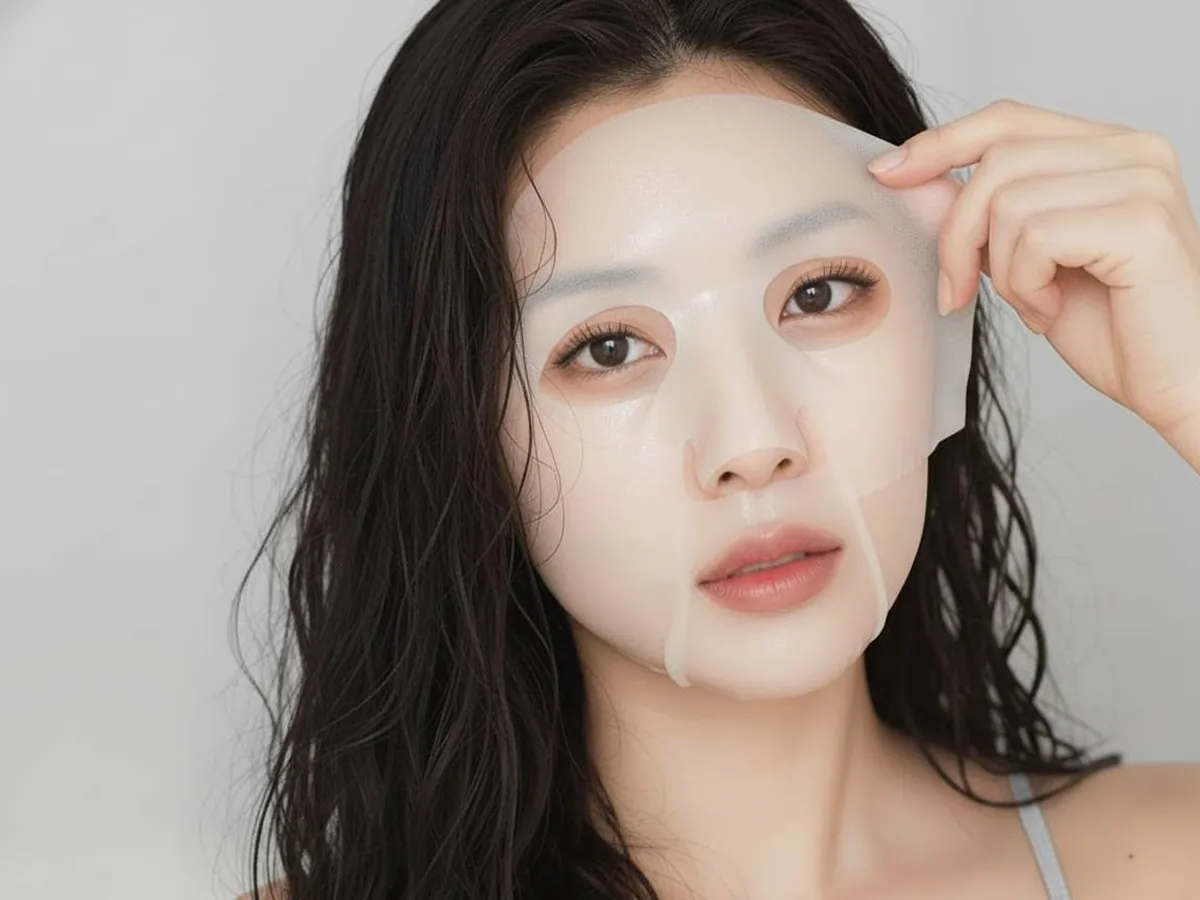 Korean female using sheet masks daily