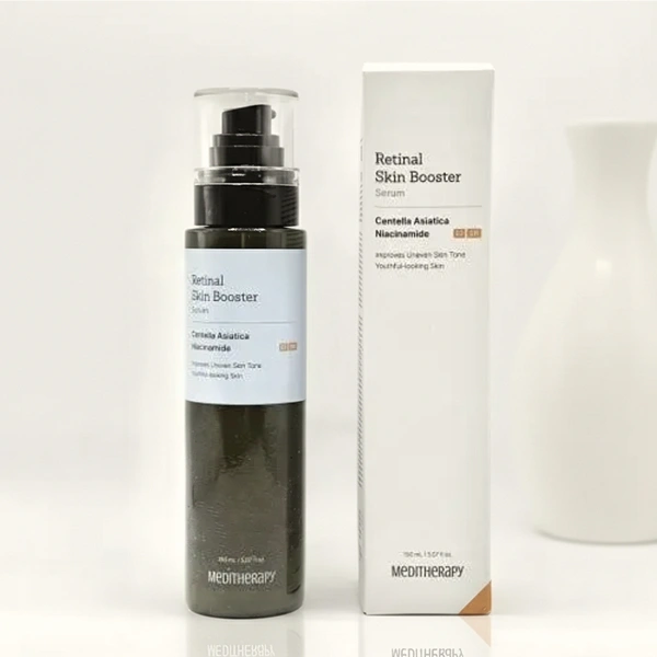 A product shot of the Meditherapy Retinol Skin Booster and box packaging